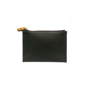 oilive green pochette eco leather bamboo handle